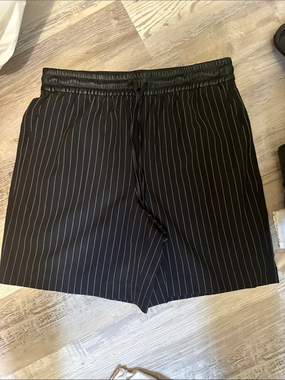 Express Black Pinstripe High Waist Shorts